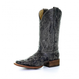 CORRAL Womens Black Snake Inlay Boots (A2402-LD)