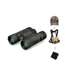 VORTEX Diamondback HD 10x28 Binocular  w/ GlassPak Harness Case, Multicam Camo Cap and Microfiber Cleaning Cloth
