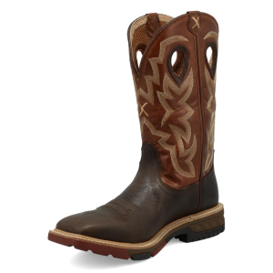 TWISTED X Mens Western Waterproof 12in Smokey Chocolate/Spice Work Boot (MXBW002)