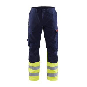BLAKLADER 1612 FR Navy Blue/Hi-Vis Yellow Pants (161215148933) - Blaklader