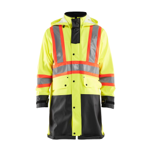 BLAKLADER 4318 CA Hi-Vis Rain Long Yellow/Black Jacket (431820033399) - Blaklader