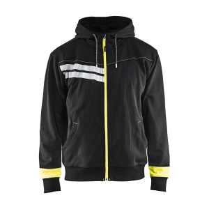 BLAKLADER Mens 4958 Visibility Zip Black/Yellow Hi-Viz Sweatshirt (495825269933) - Blaklader