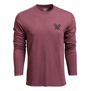 VORTEX Mens Diamond Crest Burgundy Heather LS T-Shirt (222-10-BHE)