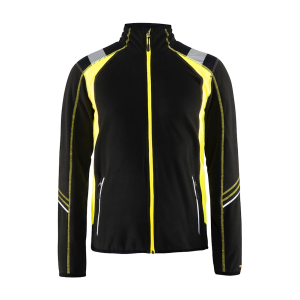 BLAKLADER Mens 4994 MicroFleece Black/Yellow Hi-Vis Jacket (499410109933) - Blaklader