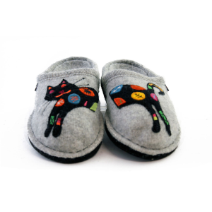 HAFLINGER Women's Sassy Arch Support Silver Grey Wool Slippers (313048-84) - Haflinger