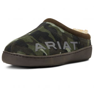 ARIAT Men's Suede Hooded Clog Slipper with Ariat Logo (AR2844)