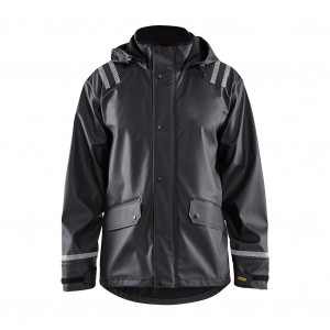 BLAKLADER Men's 4317 Black Hooded Rain Jacket With Reflective Details (431720039900)