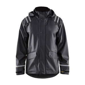BLAKLADER Men's 4317 Black Hooded Rain Jacket With Reflective Details (431720039900) - Blaklader