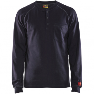 BLAKLADER Men's 3491 FR Henley Navy Blue LS Shirt (349117708900)