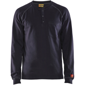BLAKLADER Men's 3491 FR Henley Navy Blue LS Shirt (349117708900) - Blaklader