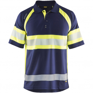 BLAKLADER Men's 3468 Visible Navy Blue/Yellow Hi-Vis Short Sleeve US Polo (346810518933)
