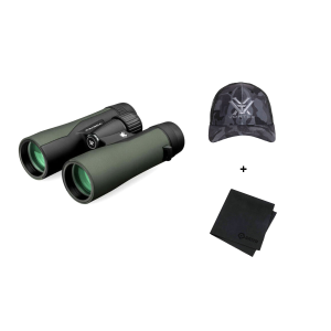 VORTEX Crossfire HD 10x42 Binocular with Logo Black Camo Hat and Microfiber Cleaning Cloth