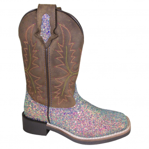 SMOKY MOUNTAIN BOOTS Kids Ariel Western Pastel Glitter/Crazy Horse Leather Boots (3077)