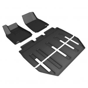 3D MAXPIDER Kagu Black All-Weather Floor Mats For Tesla Model X Folding 7-Seat 2017-2021 (L1TL00501509)
