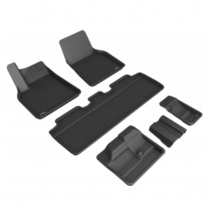 3D MAXPIDER Kagu Black All-Weather Floor Mats For Tesla Model Y 7-Seat 2021-2022 (L1TL03601509)
