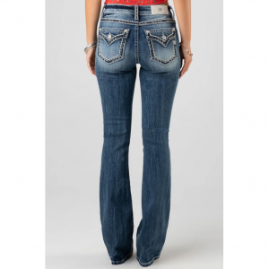 MISS ME Women's Everyday Saddle Stitch Blue Bootcut Jeans (M5014B378)