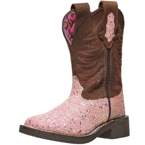 SMOKY MOUNTAIN BOOTS Girls Ariel Pink Glitter/Crazy Horse Western Boots (3076)