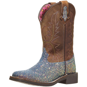 SMOKY MOUNTAIN BOOTS Kids Ariel Western Pastel Glitter/Crazy Horse Leather Boots (3077)