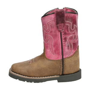 SMOKY MOUNTAIN BOOTS Girls Autry Brown /Pink Distress Leather Cowboy Boots (3920T)