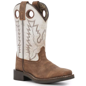 SMOKY MOUNTAIN BOOTS Kid's Drifter Brown Distress/Antique White Leather Western Boots (3108)