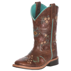 SMOKY MOUNTAIN BOOTS Girls Floralie Brown Leather Cowboy Boots (3841)