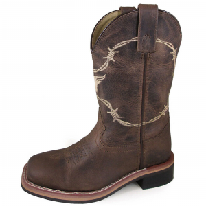 SMOKY MOUNTAIN BOOTS Boys Logan Brown Wax Distress Leather Cowboy Boots (3923)