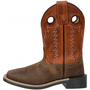 SMOKY MOUNTAIN BOOTS Boys Bronco Brown Distress/Burnt Orange Leather Western Boots (3245)