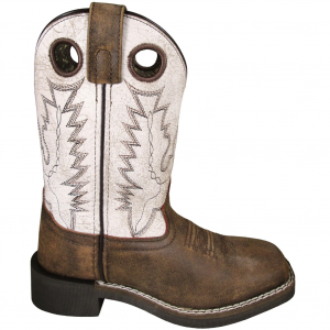SMOKY MOUNTAIN BOOTS Kid's Drifter Brown Distress/Antique White Leather Western Boots (3108)
