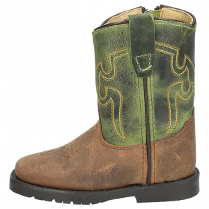 SMOKY MOUNTAIN BOOTS Kids Autry Western Brown Distress/Green Crackle Boots (3667T)
