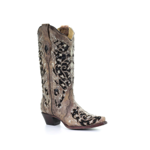 CORRAL Ashley Flowered Embroidery Brown Boot (A3569-LD) - Corral