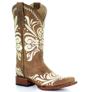 CORRAL Women's Circle G Tan Embroidery Square Toe Boots (L5409-LD) - Corral