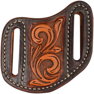 MARTIN SADDLERY Canted Pancake Small Knife Sheath with Dyed Edge and Floral Tooling (KSCABADES) - Martin Saddlery