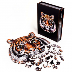 Woodary Tiger Realistic Wooden Jigsaw Puzzle for Adults w/ Gift Box, 148 Pieces
