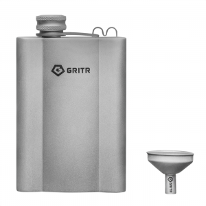GRITR Titanium Hip Flask 6 fl oz/180 ml w/ Filler Funnel for Men & Women