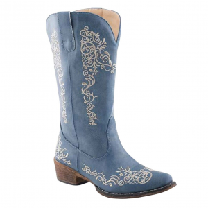 ROPER Women's Riley Scroll Vintage Blue Vamp And Shaft Embroidery Boot (09-021-1566-3023-BU)