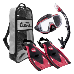 TUSA Visio Tri-Ex Adult Mask/Snorkel/Fins Travel Set (UP-3521QB)
