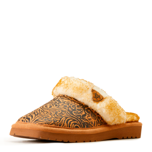 ARIAT Women's Jackie Exotic Embossed Tooling Brown Square Toe Slippers (AR3796-200) - Ariat