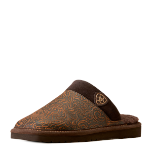 ARIAT Men's Silversmith Embossed Tooling Brown Square Toe Slippers (AR3799-200) - Ariat
