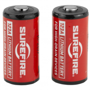 SUREFIRE Battery CR123A Lithium, 2 Pack, Red Flashlight Batteries (SF2-CB)