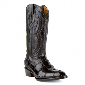 FERRINI Men's American Alligator Stallion Round Toe Black Western Boots (1071127)