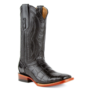 FERRINI Men's American Alligator Stallion Square Toe Black Western Boots (1079304)