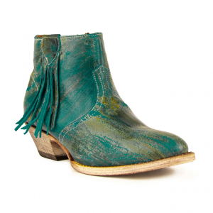 FERRINI Women's Fringe Medium Round Toe Turquoise Boots (6101150)