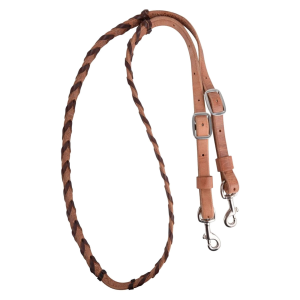 MARTIN SADDLERY Latigo Laced Barrel Rein 5/8in Thick Buckle And Keeper Snap Ends (BR58B) - Martin Saddlery