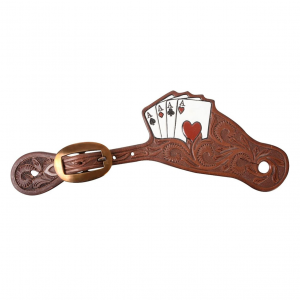 MARTIN SADDLERY Tombstone Chocolate Spur Straps with Card Suite Tooling (SSCSCS)