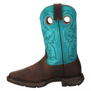 DURANGO Women's Lady Rebel 12in Brown Turquoise Bar None Western Boots (DWRD016)