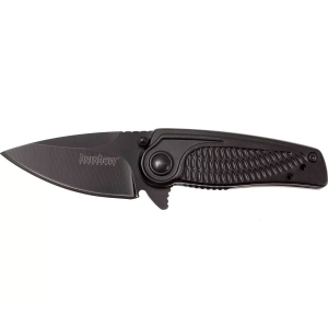 Kershaw SPOKE, Folding Knife/Assisted, 4CR14, black-oxide, Plain, Drop Point, SpeedSafe, Flipper, Liner Lock, Reversible Carry, 2", Steel, Black-Oxide, Box 1313BLK
