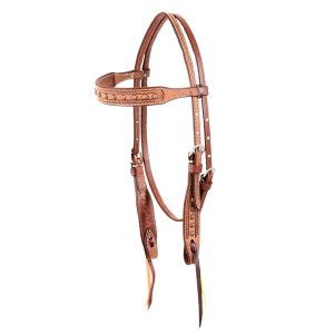 MARTIN SADDLERY Browband Natural Rope Copper Dots Headstall (HB625SNT) - Martin Saddlery