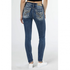 MISS ME Women's Golden Arches Mid-Rise Dark Blue Skinny Jeans (M3444S106)