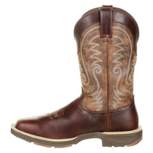 DURANGO Men's Ultra-Lite 12in Brown Leather Vintage Waterproof Western Boots (DDB0137)
