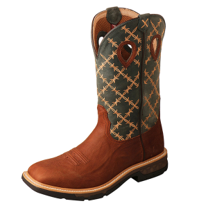 TWISTED X Men's Western Work 12in Mocha and Slate Boot (MXB0005)